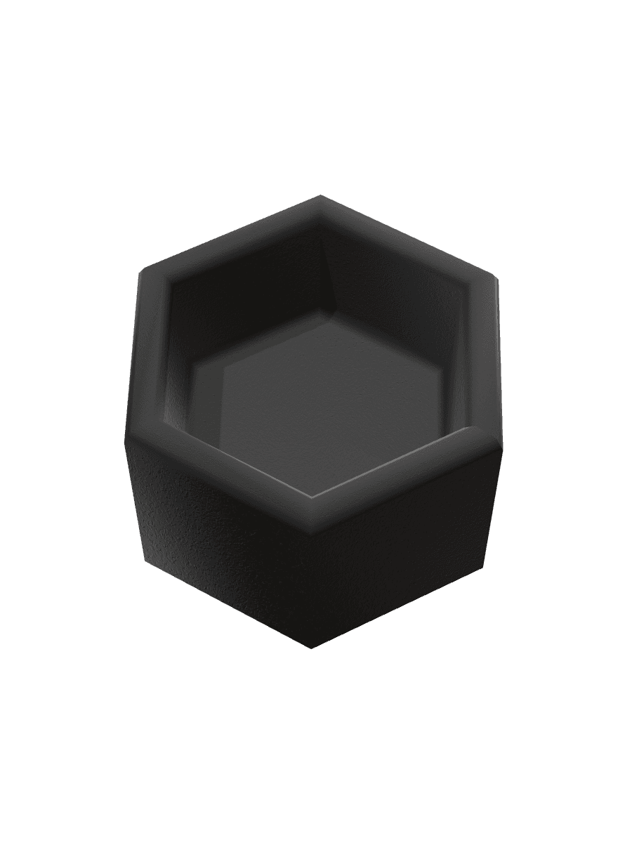 Hex Seat — Charcoal Felt, three-quarter view