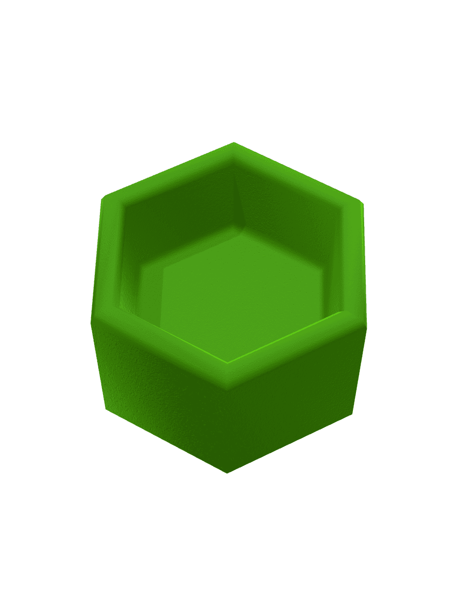 Hex Storage Bin — Moss Felt, three-quarter view