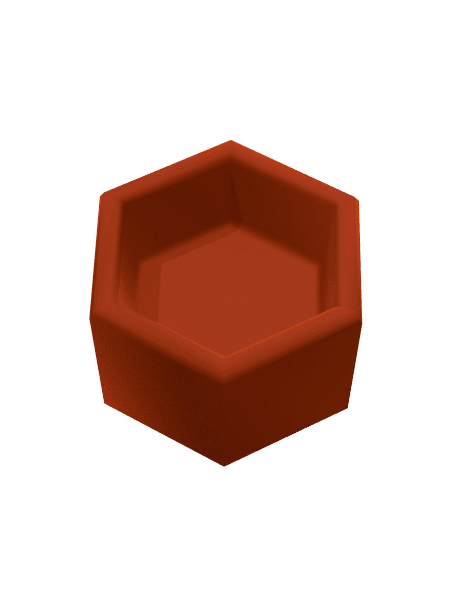 Hex Seat — Rust Felt, three-quarter view