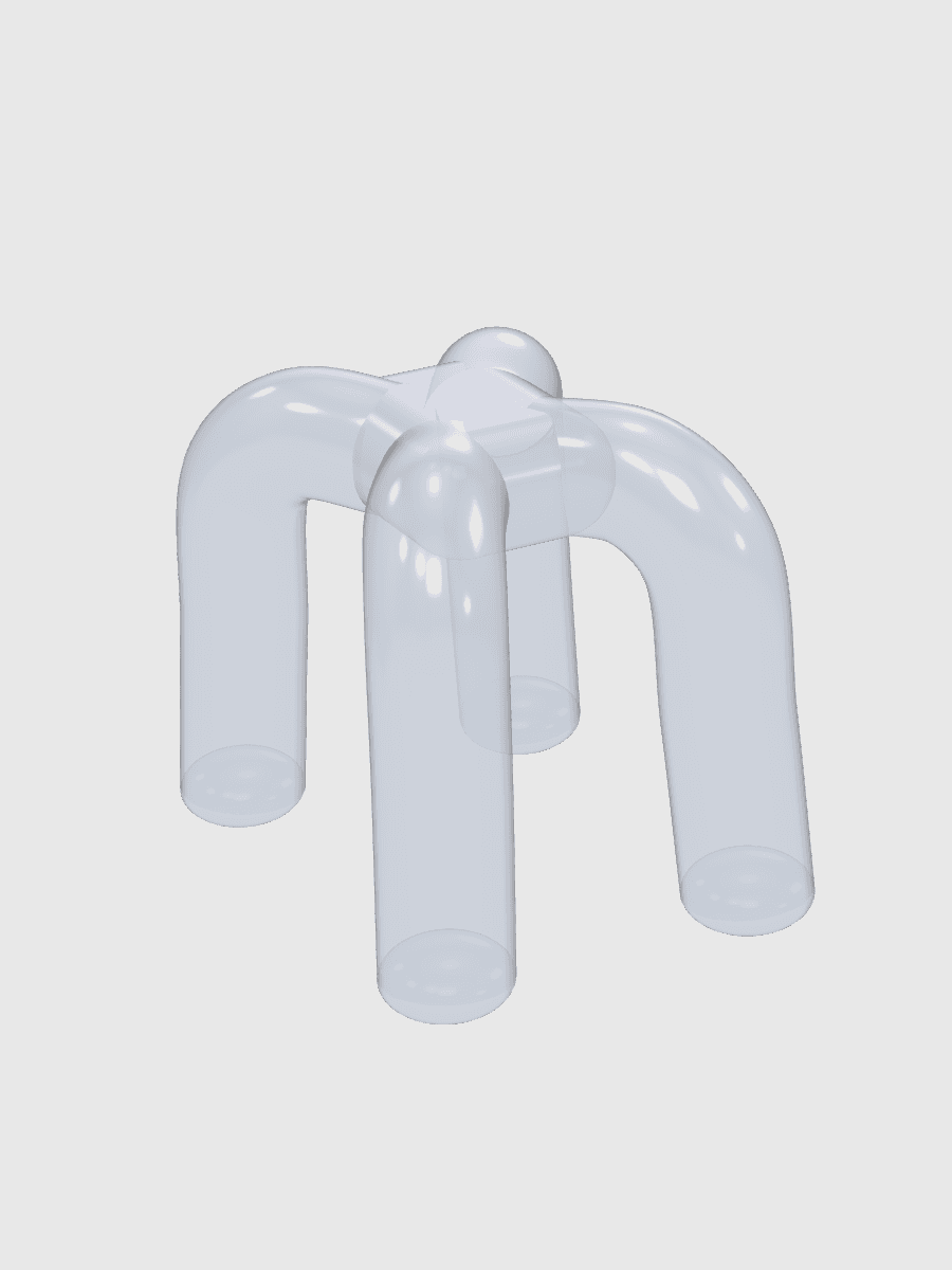 Prism Stool — Clear Acrylic, three-quarter view