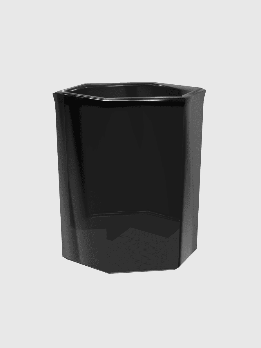 Hex Vessel — Onyx Glass, front